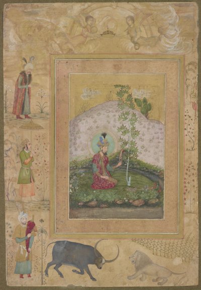 Humayun seduto in un paesaggio, dall